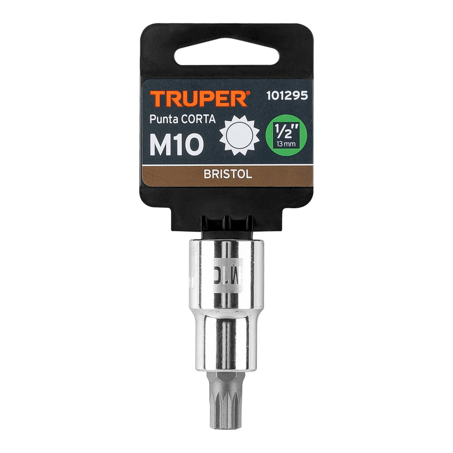 Dado punta corta bristol M10, cuadro 1/2', Truper Caja con 6, 101295