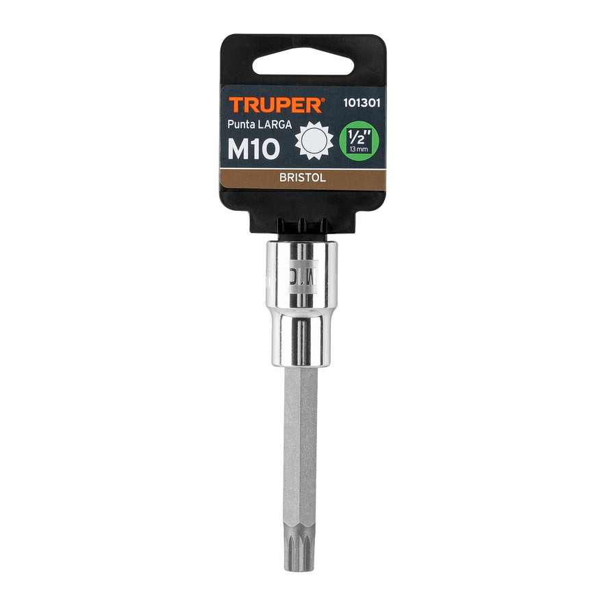 Dado punta larga bristol M10, cuadro 1/2', Truper Caja con 6, 101301