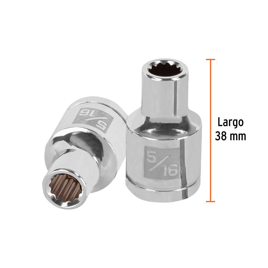Dado de 5/16', 12 puntas, cuadro 1/2', Truper Caja con 6, 13299