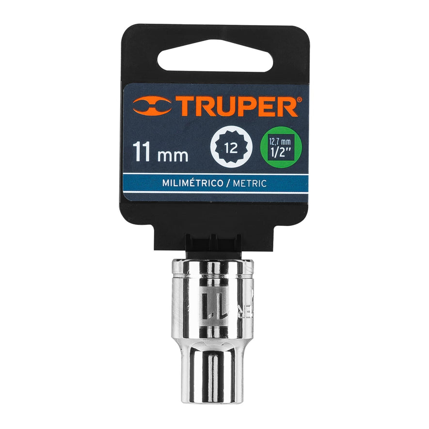 Dado de 11 mm, 12 puntas, cuadro 1/2', Truper Caja con 6, 13525