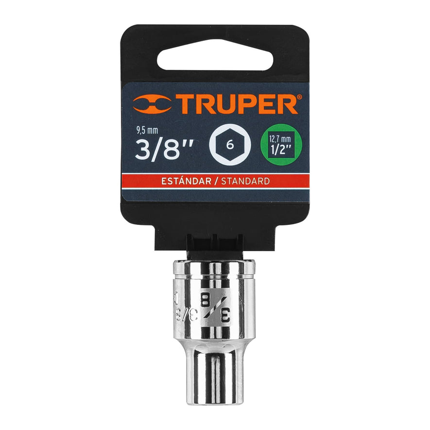 Dado de 3/8', 6 puntas, cuadro 1/2', Truper Caja con 6, 13230