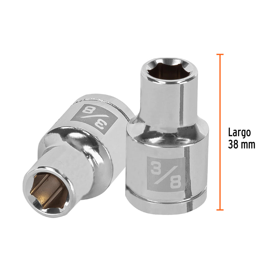Dado de 3/8', 6 puntas, cuadro 1/2', Truper Caja con 6, 13230