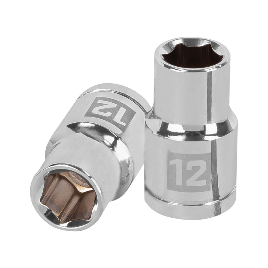 Dado de 12 mm, 6 puntas, cuadro 1/2', Truper Caja con 6, 13262