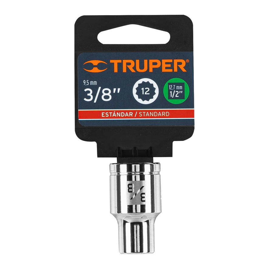 Dado de 3/8', 12 puntas, cuadro 1/2', Truper Caja con 6, 13300