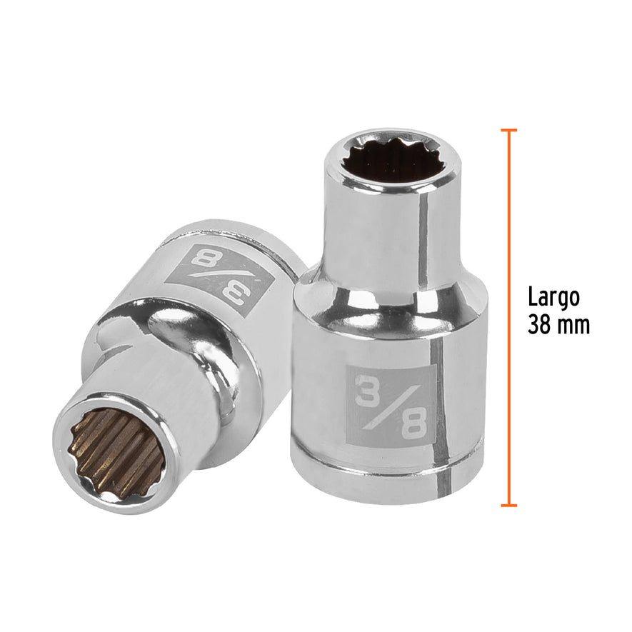 Dado de 3/8', 12 puntas, cuadro 1/2', Truper Caja con 6, 13300