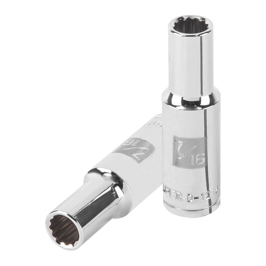 Dado largo de 7/16' 12 puntas, cuadro 1/2', Truper Caja con 6, 101003