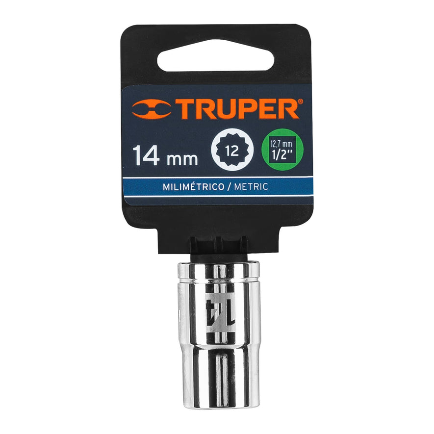 Dado de 14 mm, 12 puntas, cuadro 1/2', Truper Caja con 6, 13528