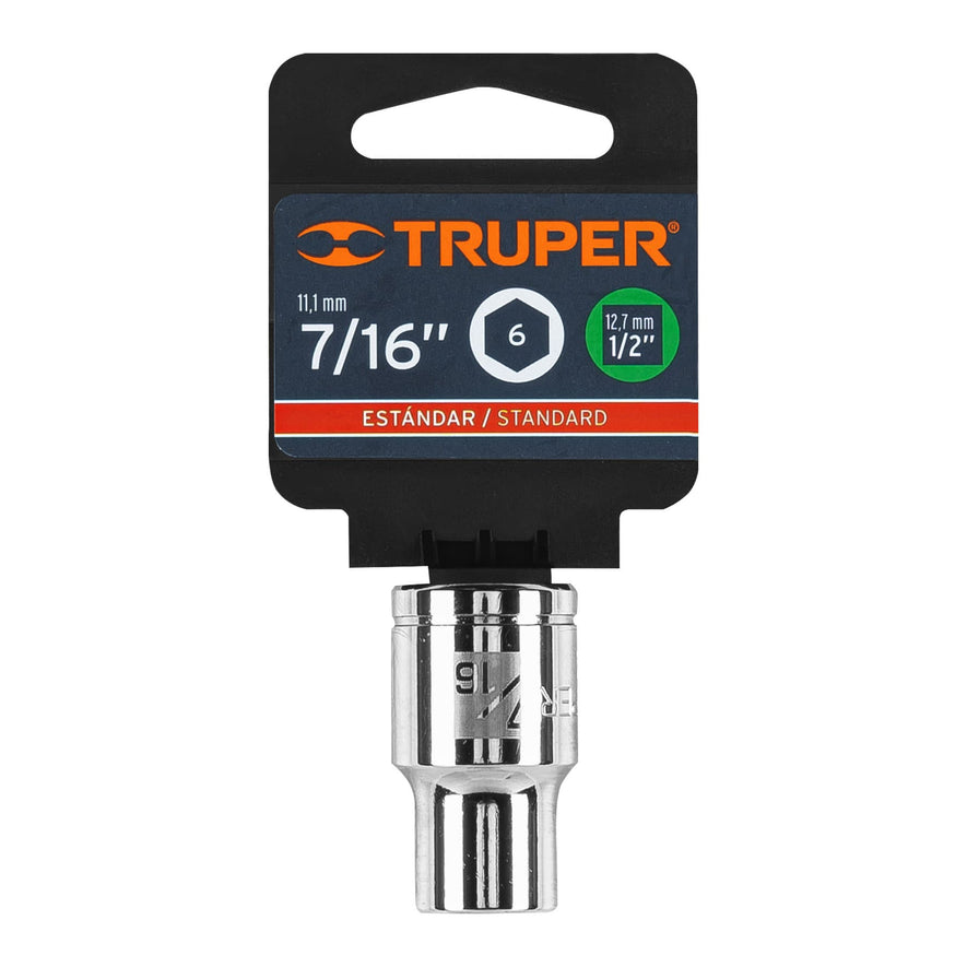 Dado de 7/16', 6 puntas, cuadro 1/2', Truper Caja con 6, 13231