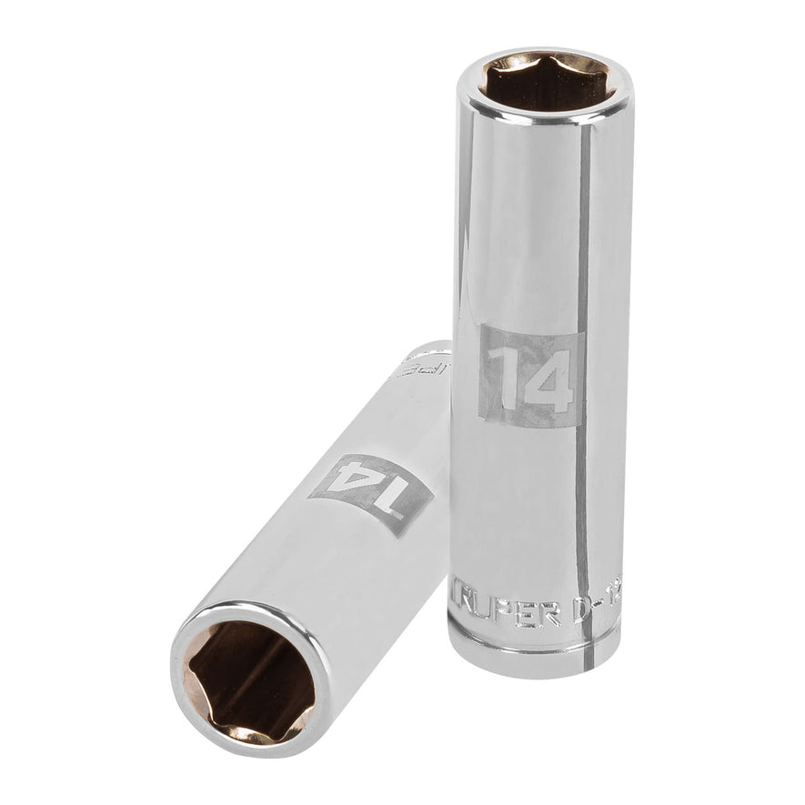 Dado largo de 14 mm, 6 puntas, cuadro 1/2', Truper Caja con 6, 13354