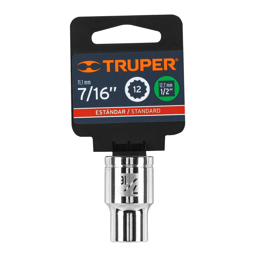 Dado de 7/16', 12 puntas, cuadro 1/2', Truper Caja con 6, 13301