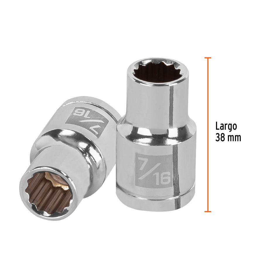 Dado de 7/16', 12 puntas, cuadro 1/2', Truper Caja con 6, 13301