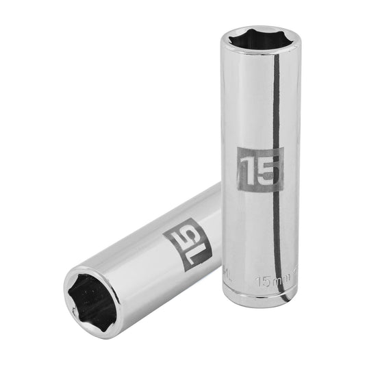 Dado largo de 15 mm, 6 puntas, cuadro 1/2', Truper Caja con 6, 13355