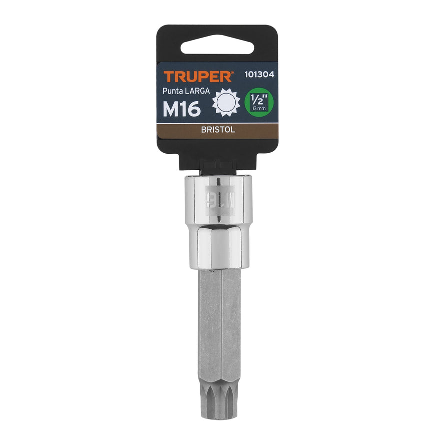 Dado punta larga bristol M16, cuadro 1/2', Truper Caja con 6, 101304