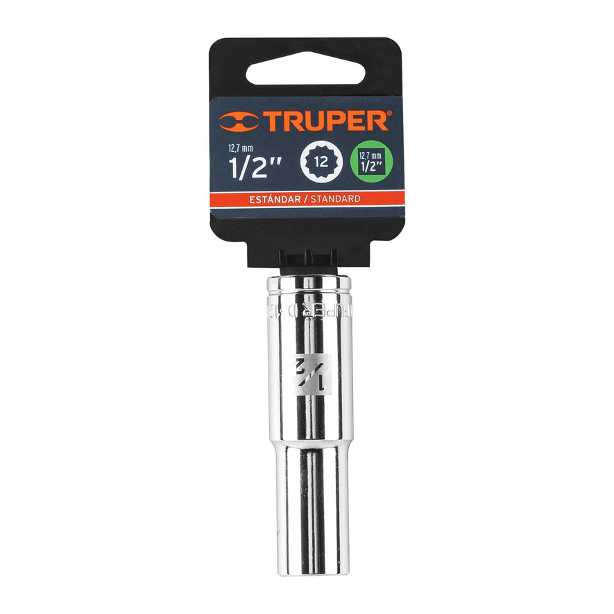 Dado largo de 1/2', 12 puntas, cuadro 1/2', Truper Caja con 6, 13360