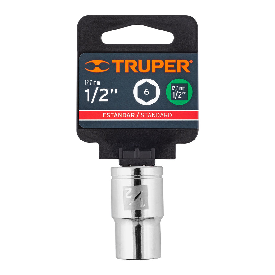 Dado de 1/2', 6 puntas, cuadro 1/2', Truper Caja con 6, 13232