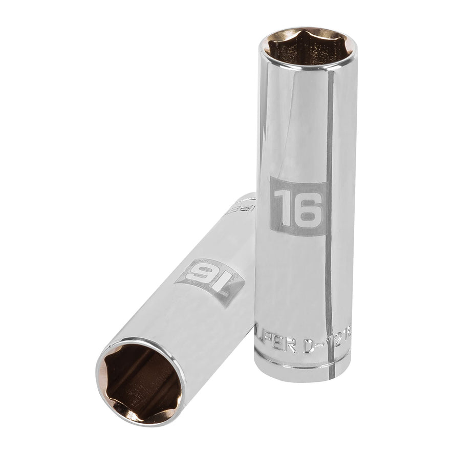 Dado largo de 16 mm, 6 puntas, cuadro 1/2', Truper Caja con 6, 13356