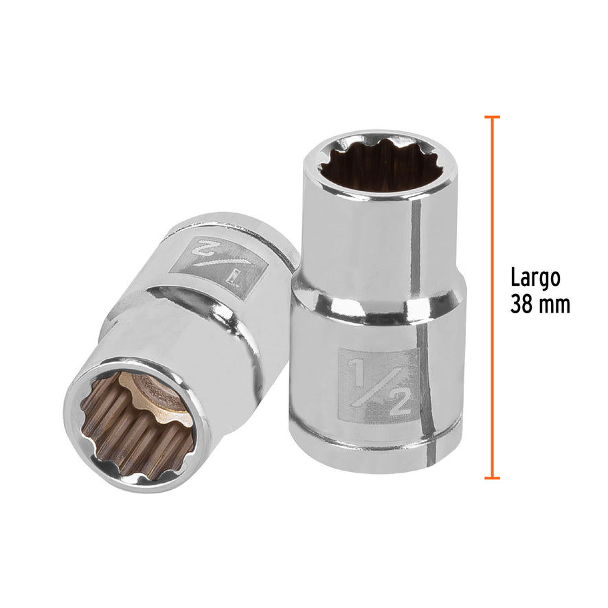 Dado de 1/2', 12 puntas, cuadro 1/2', Truper Caja con 6, 13302