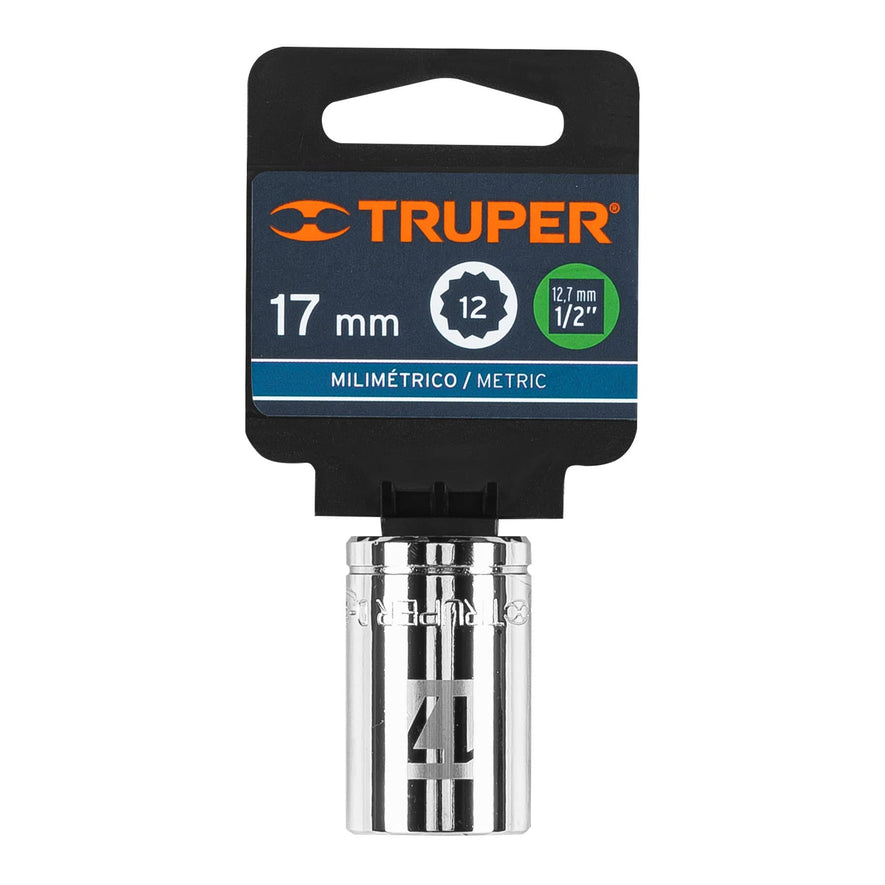 Dado de 17 mm, 12 puntas, cuadro 1/2', Truper Caja con 6, 13531