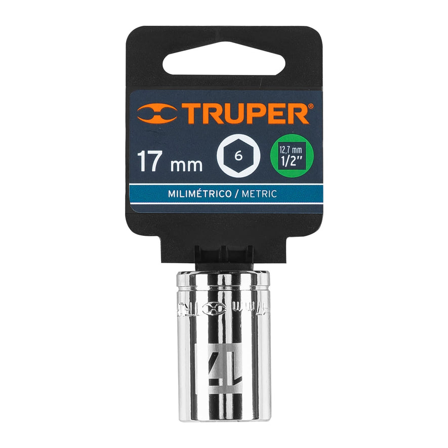 Dado de 17 mm, 6 puntas, cuadro 1/2', Truper Caja con 6, 13267