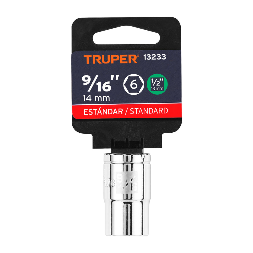 Dado de 9/16', 6 puntas, cuadro 1/2', Truper Caja con 6, 13233