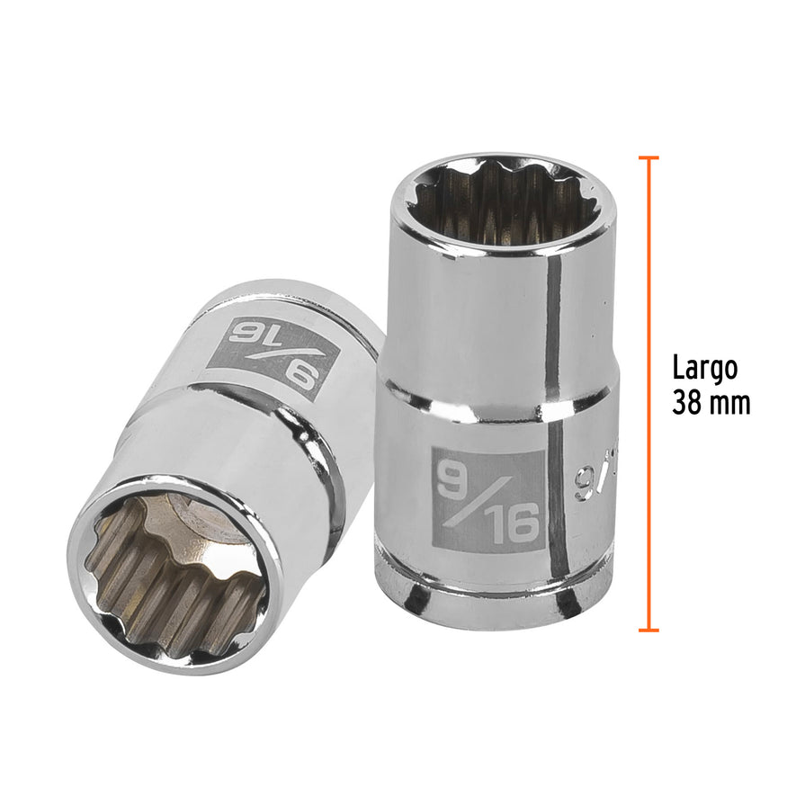 Dado de 9/16', 12 puntas, cuadro 1/2', Truper Caja con 6, 13303