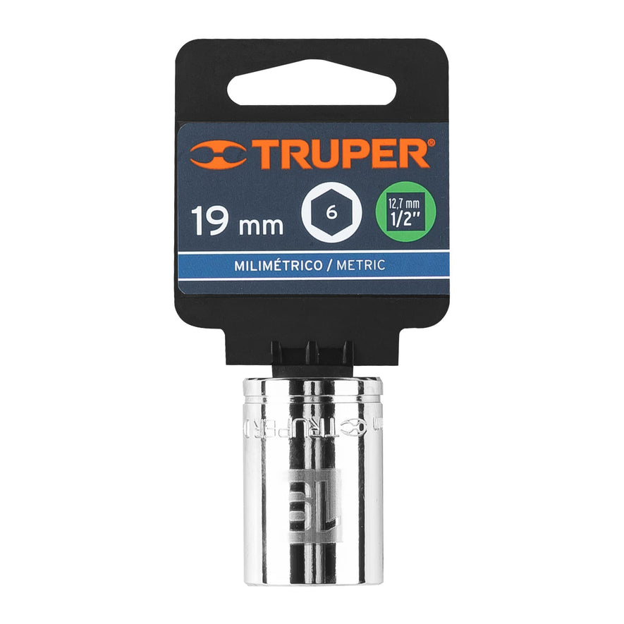 Dado de 19 mm, 6 puntas, cuadro 1/2', Truper Caja con 6, 13269