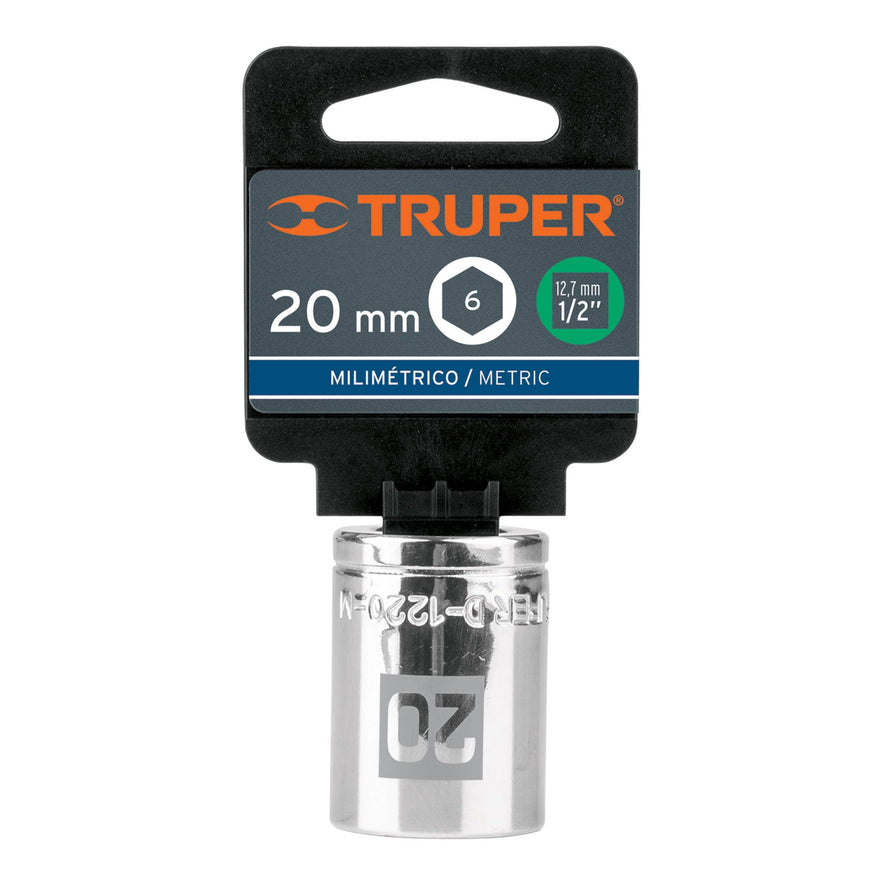 Dado de 20 mm, 6 puntas, cuadro 1/2', Truper Caja con 6, 13270