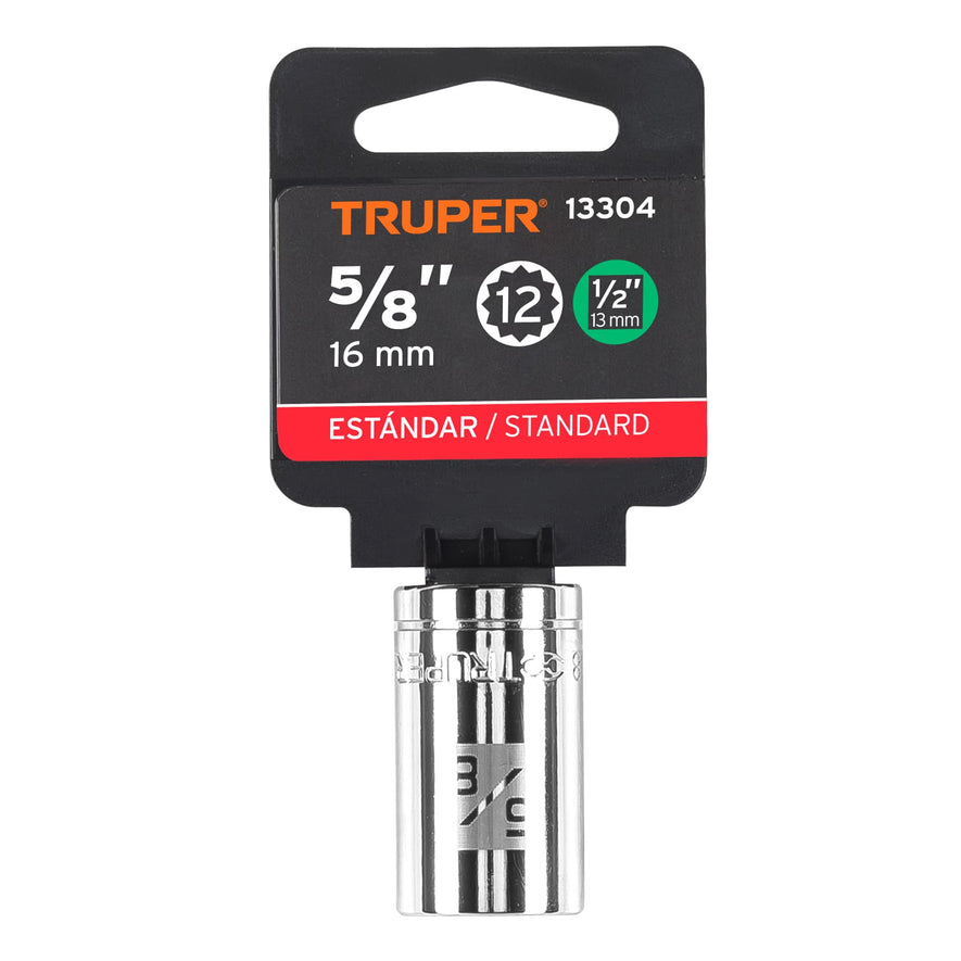 Dado de 5/8', 12 puntas, cuadro 1/2', Truper Caja con 6, 13304