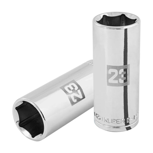 Dado largo de 23 mm, 6 puntas, cuadro 1/2', Truper Caja con 6, 101011