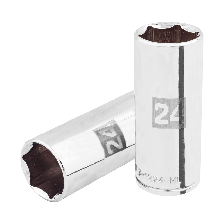 Dado largo de 24 mm, 6 puntas, cuadro 1/2', Truper Caja con 6, 101012