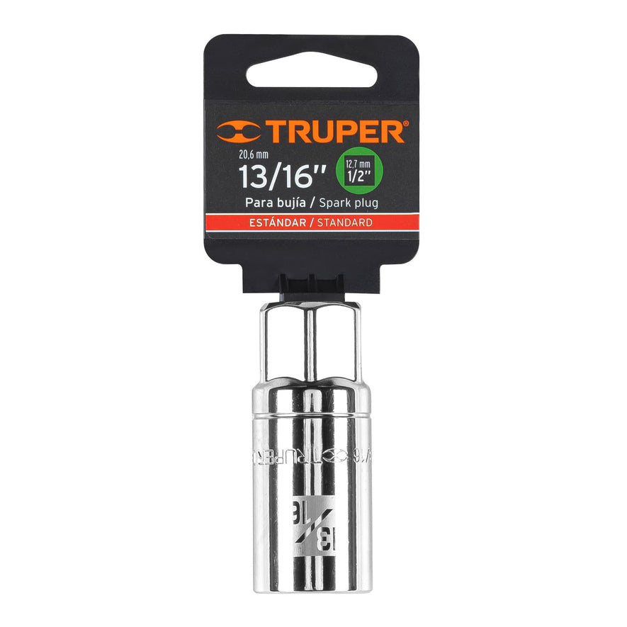 Dado largo para bujía de 13/16', 6 puntas, cuadro 1/2' Caja con 6, 13366