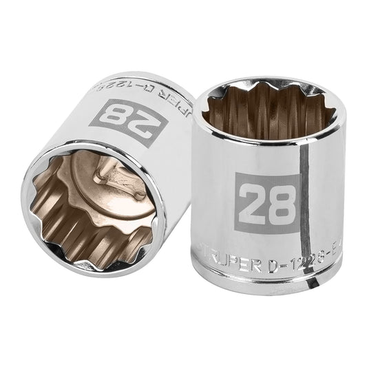 Dado de 28 mm, 12 puntas, cuadro 1/2', Truper Caja con 6, 13542