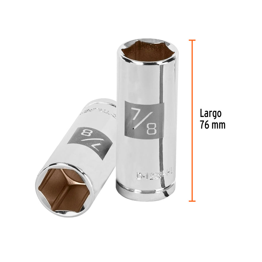 Dado largo de 7/8', 6 puntas, cuadro 1/2', Truper Caja con 6, 13331