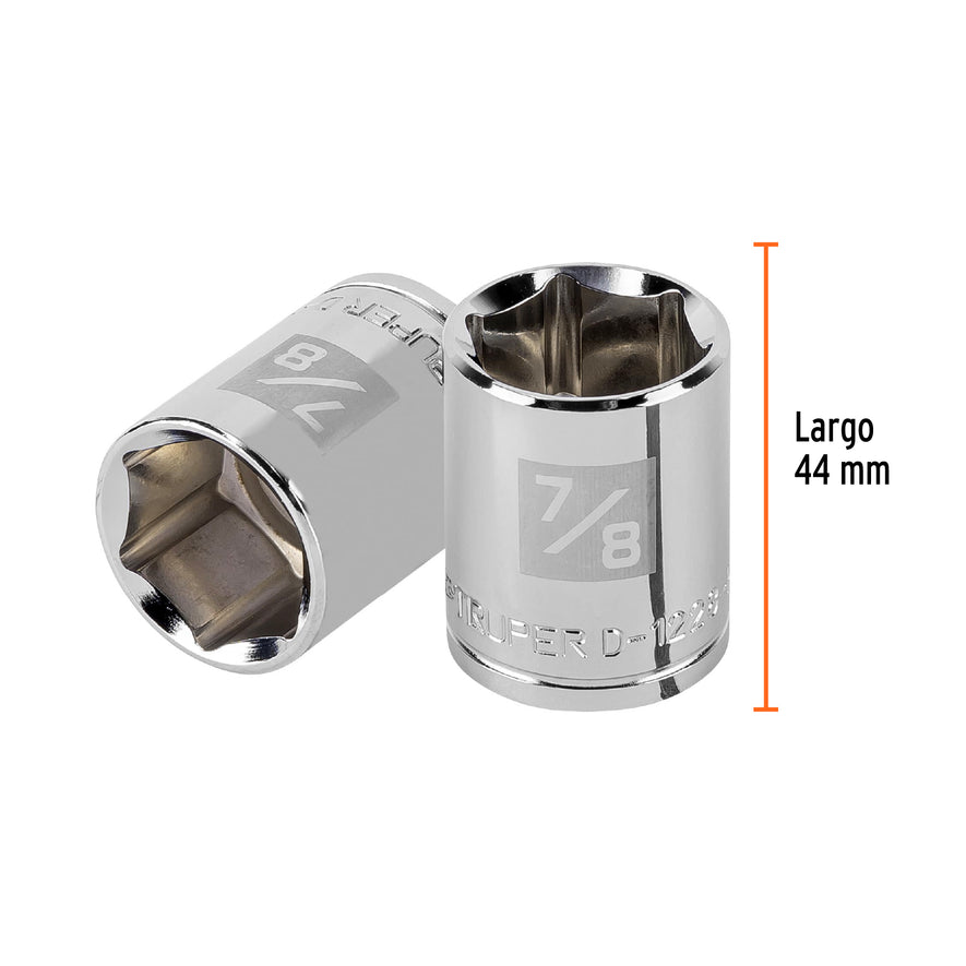 Dado de 7/8', 6 puntas, cuadro 1/2', Truper Caja con 6, 13238