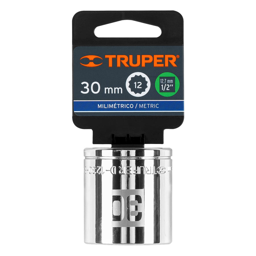 Dado de 30 mm, 12 puntas, cuadro 1/2', Truper Caja con 6, 13544