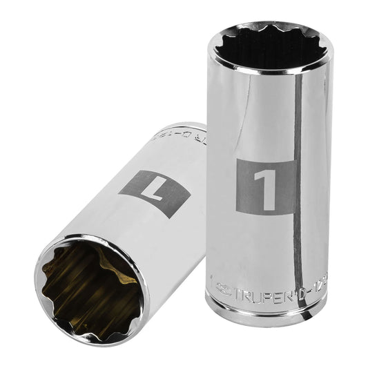 Dado largo de 1', 12 puntas, cuadro 1/2', Truper Caja con 6, 13370