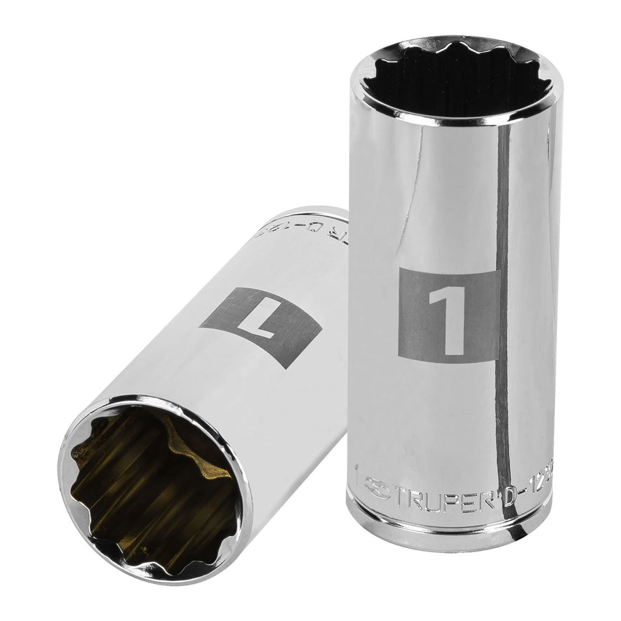 Dado largo de 1', 12 puntas, cuadro 1/2', Truper Caja con 6, 13370