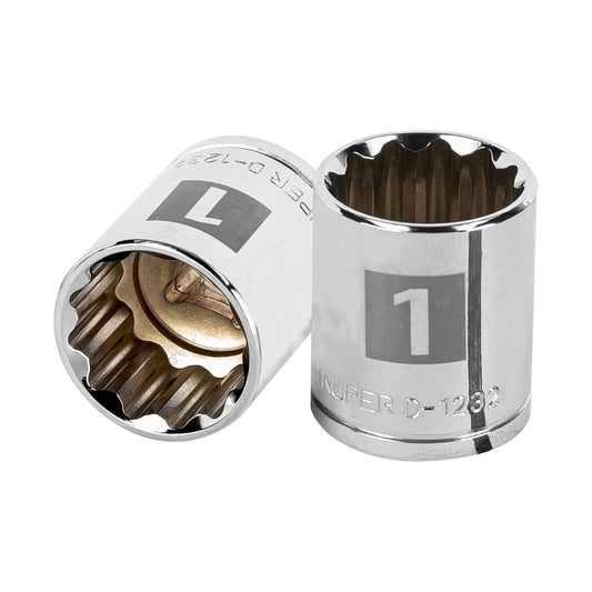 Dado de 1', 12 puntas, cuadro 1/2', Truper Caja con 6, 13310