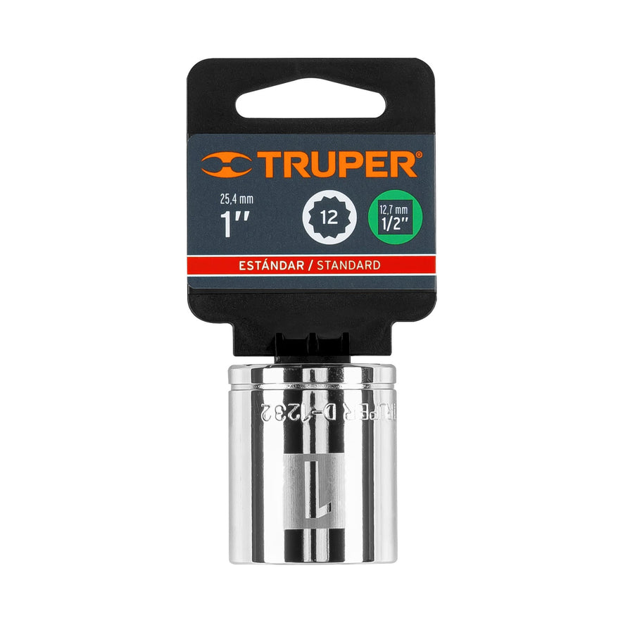 Dado de 1', 12 puntas, cuadro 1/2', Truper Caja con 6, 13310