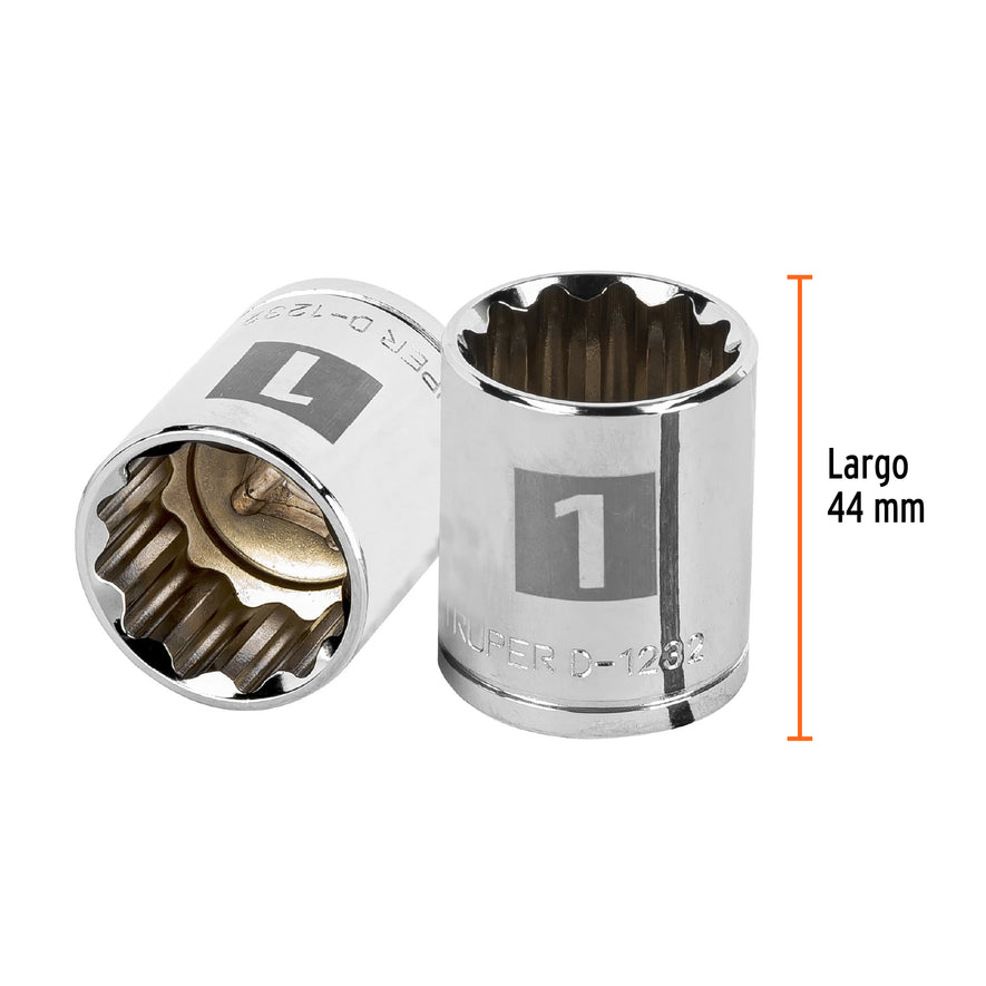 Dado de 1', 12 puntas, cuadro 1/2', Truper Caja con 6, 13310