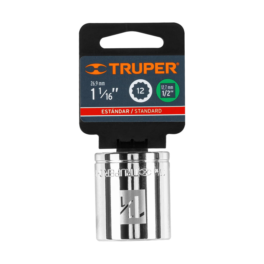 Dado de 1-1/16', 12 puntas, cuadro 1/2', Truper Caja con 6, 13311
