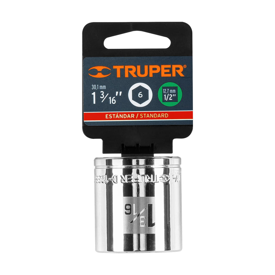 Dado de 1-3/16', 6 puntas, cuadro 1/2', Truper Caja con 6, 13243