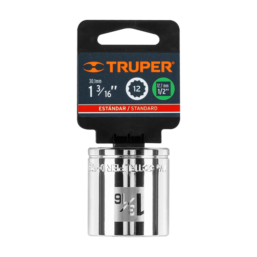 Dado de 1-3/16', 12 puntas, cuadro 1/2', Truper Caja con 6, 13313