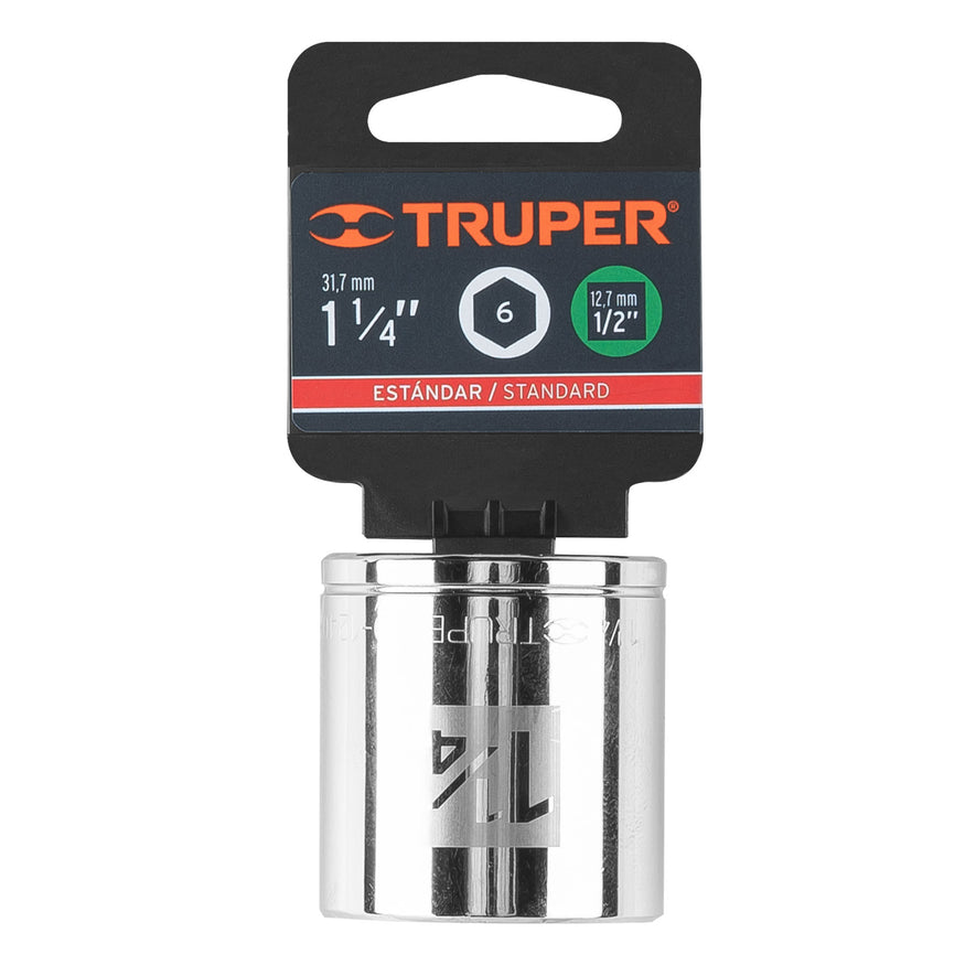 Dado de 1-1/4', 6 puntas, cuadro 1/2', Truper Caja con 6, 13244