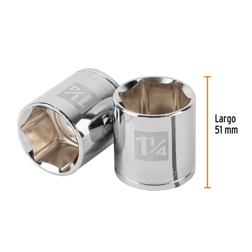 Dado de 1-1/4', 6 puntas, cuadro 1/2', Truper Caja con 6, 13244