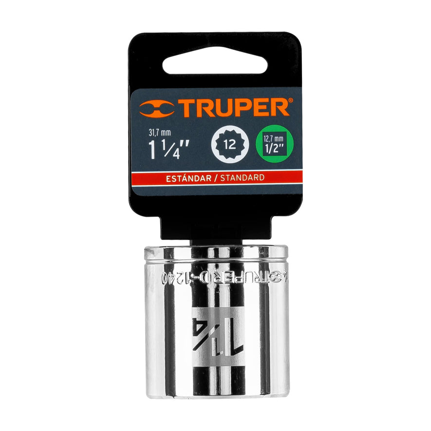 Dado de 1-1/4', 12 puntas, cuadro 1/2', Truper Caja con 6, 13314