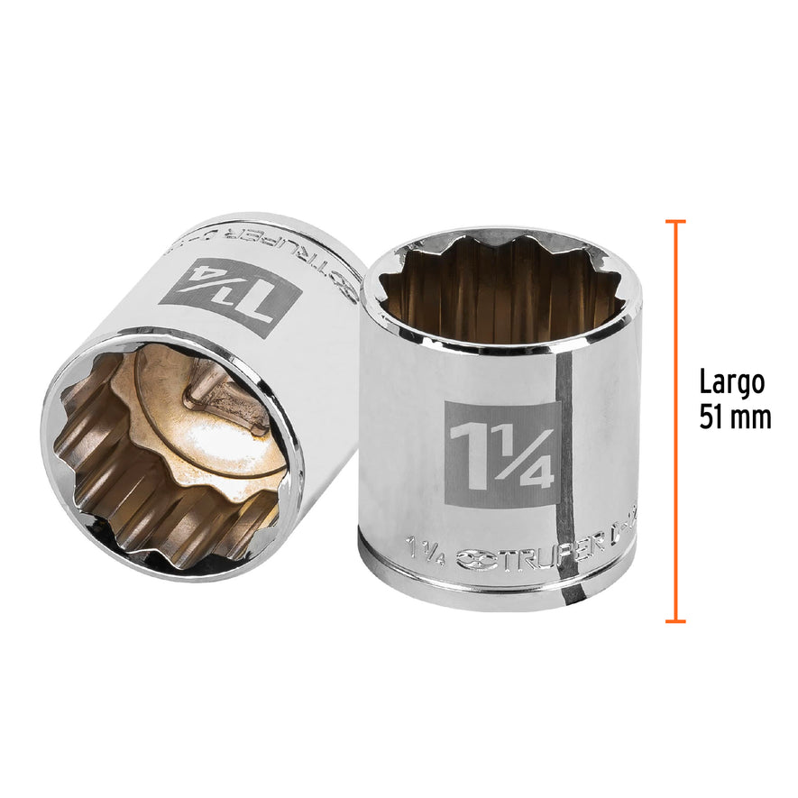 Dado de 1-1/4', 12 puntas, cuadro 1/2', Truper Caja con 6, 13314