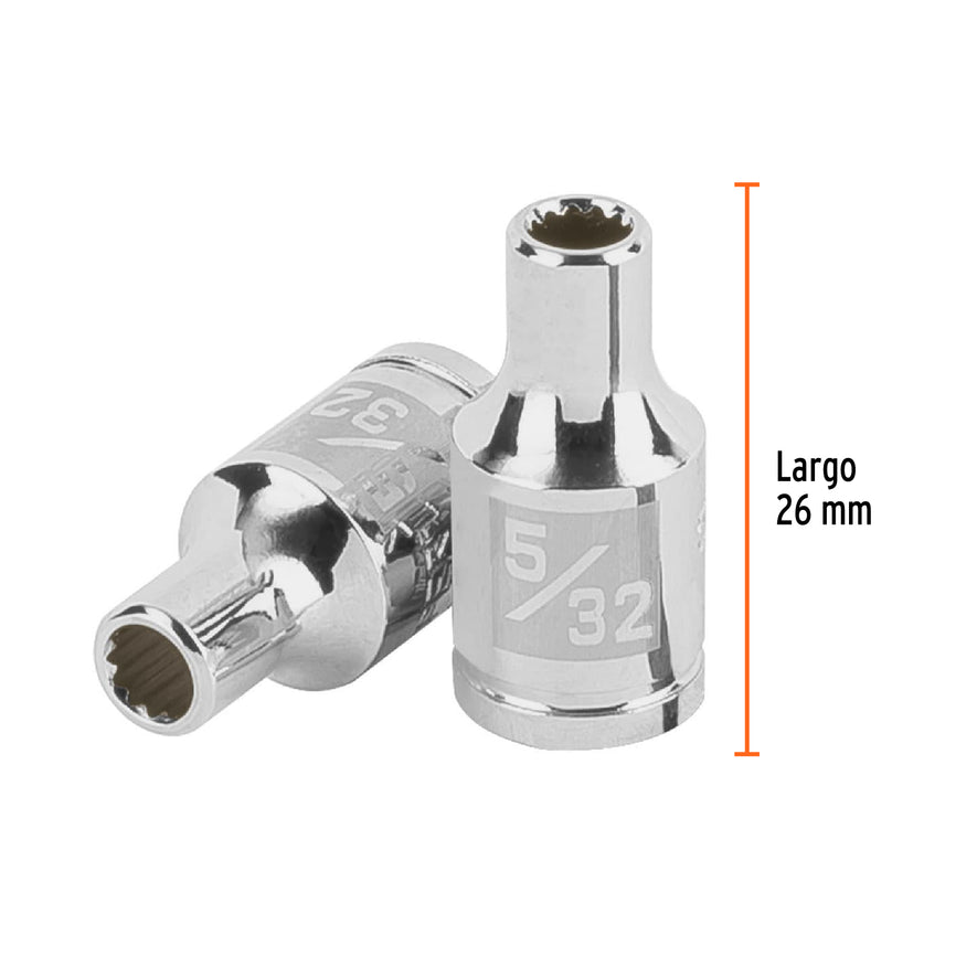 Dado de 5/32', 12 puntas, cuadro 1/4', Truper Caja con 6, 100917