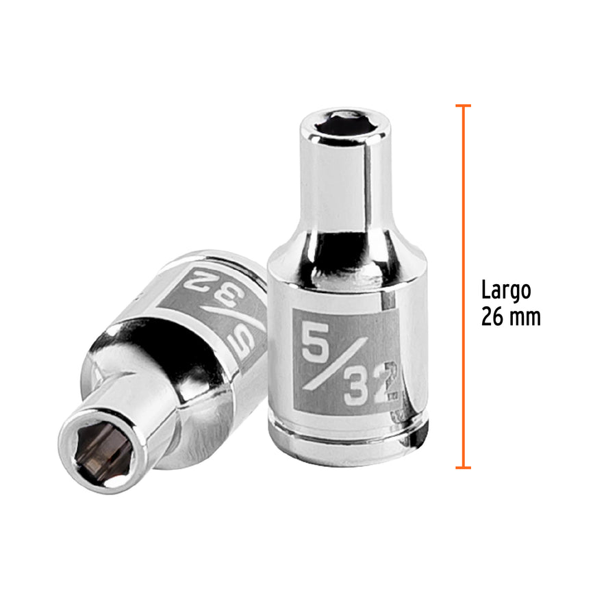 Dado de 5/32', 6 puntas, cuadro 1/4', Truper Caja con 6, 13153