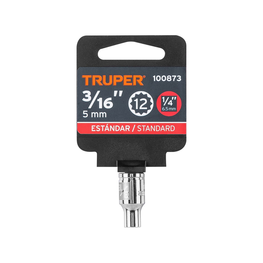 Dado de 3/16', 12 puntas, cuadro 1/4', Truper Caja con 6, 100873